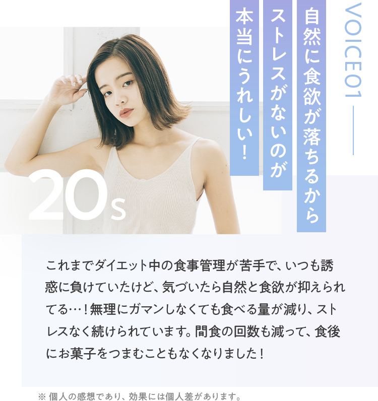 自然に食欲が落ちるからストレスがないのが本当にうれしい
