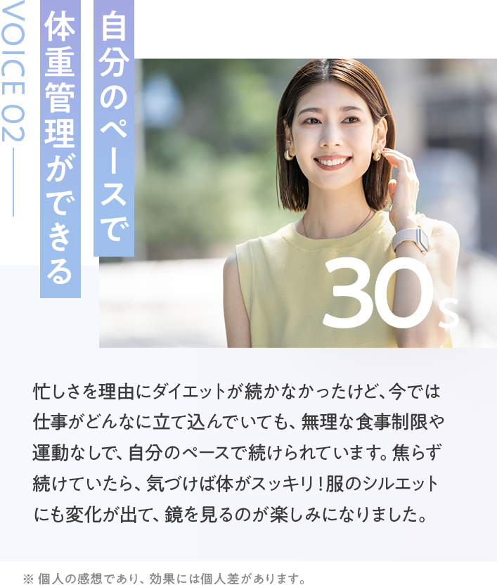 自分のペースで体重管理ができる