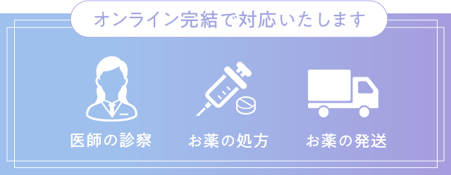 医師の診察・お薬の処方・お薬の発送オンライン完結で対応いたします